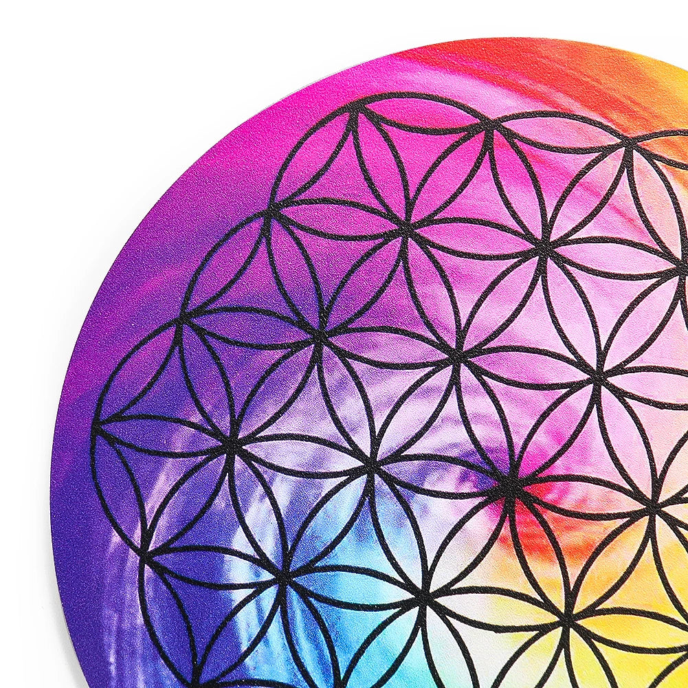 Plaque énergisante au design fleur de vie multicolore