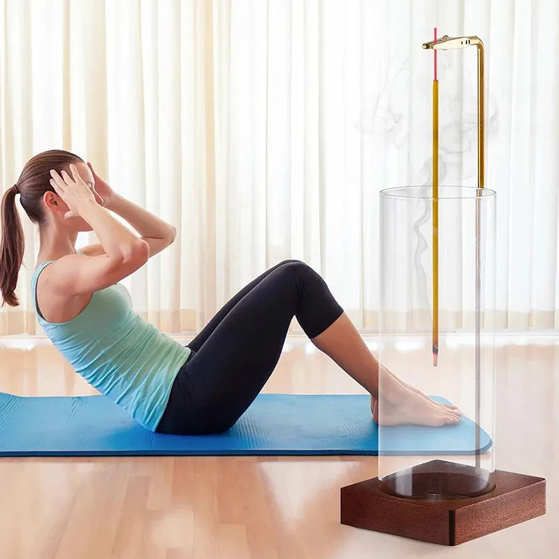 Porte encens en forme de tube avec support en bois