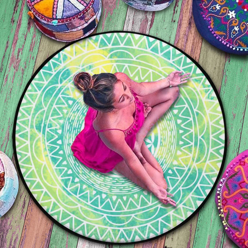 Tapis de méditation rond avec mandalas
