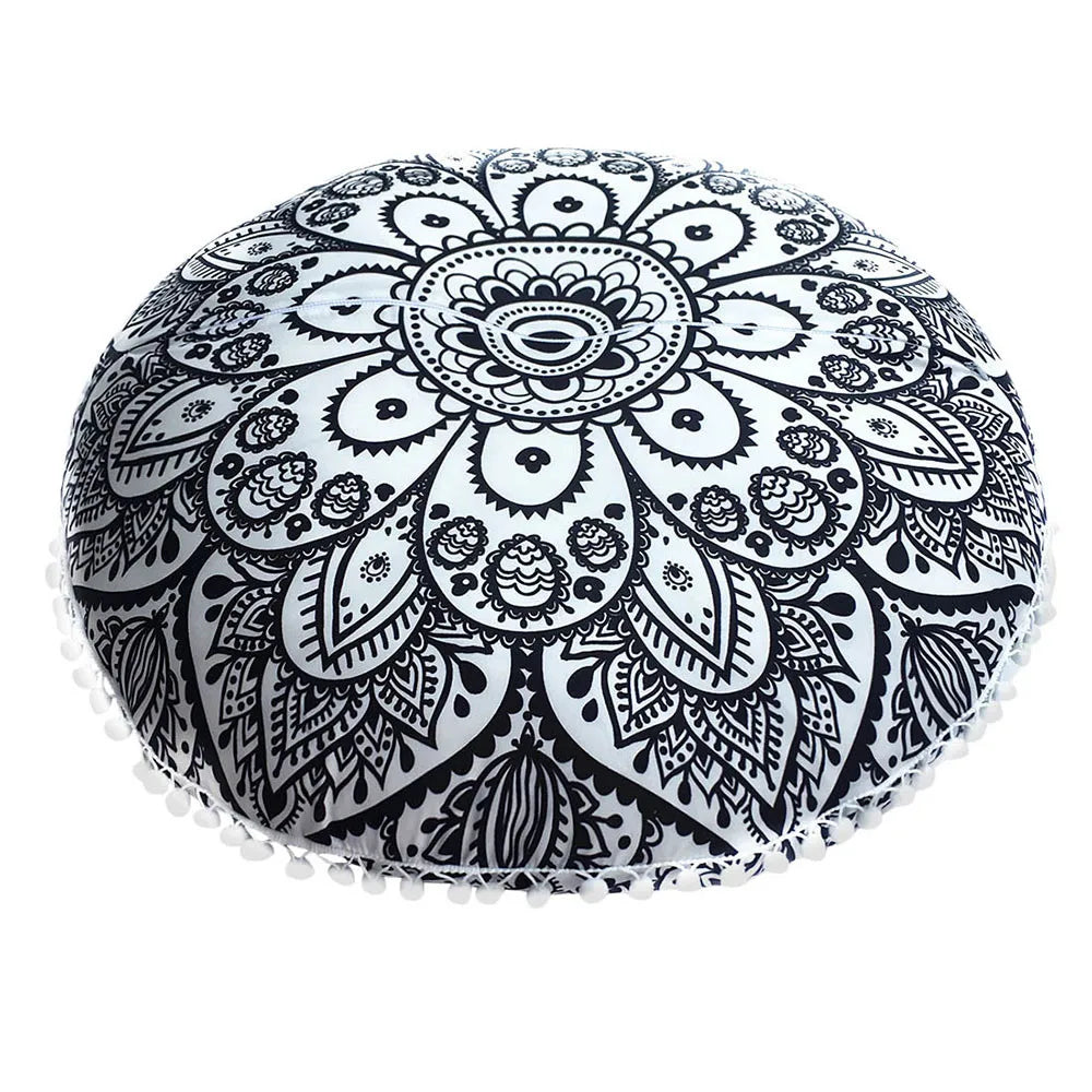 Coussin méditation bohème avec mandalas
