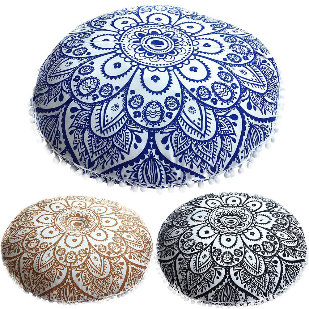Coussin méditation bohème avec mandalas