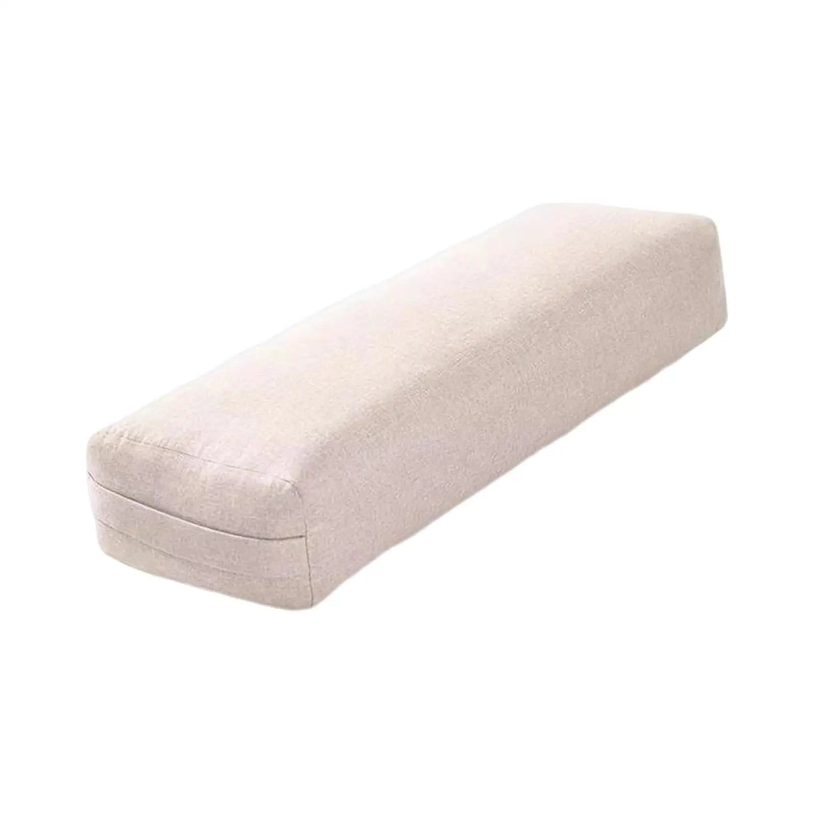 Bolster yoga beige et rectangulaire sur fond blanc