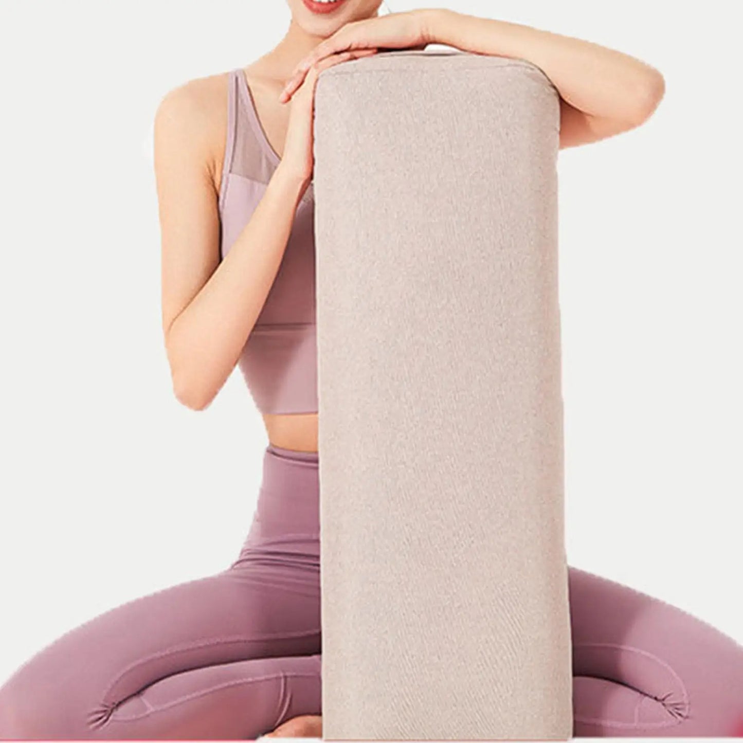 Bolster yoga beige et rectangulaire