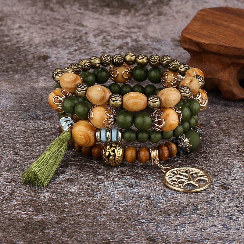 Bracelet arbre de vie bohème à breloques