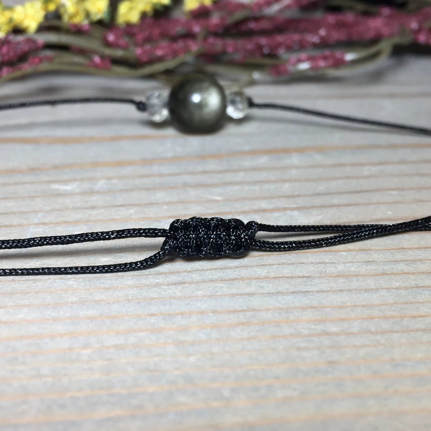 Collier Tressé en Pierre d'Obsidienne