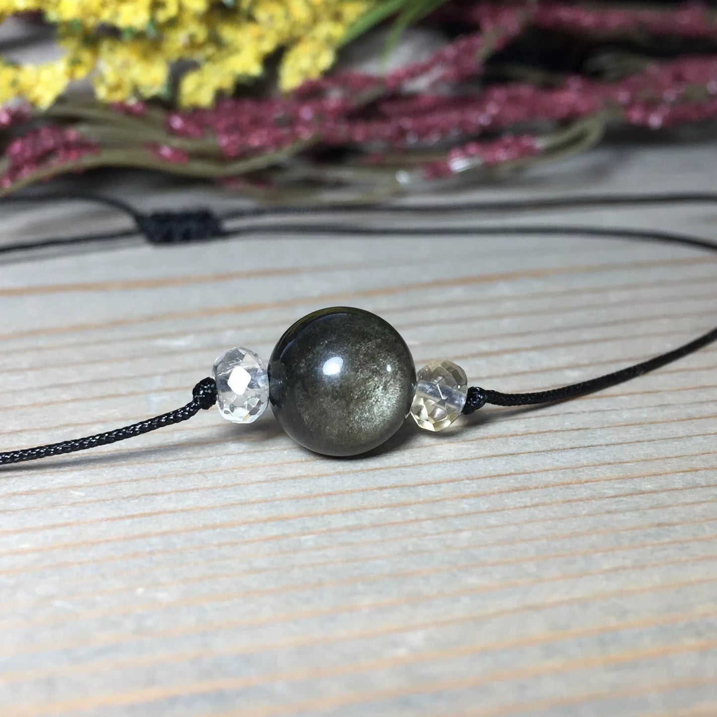 Collier Tressé en Pierre d'Obsidienne