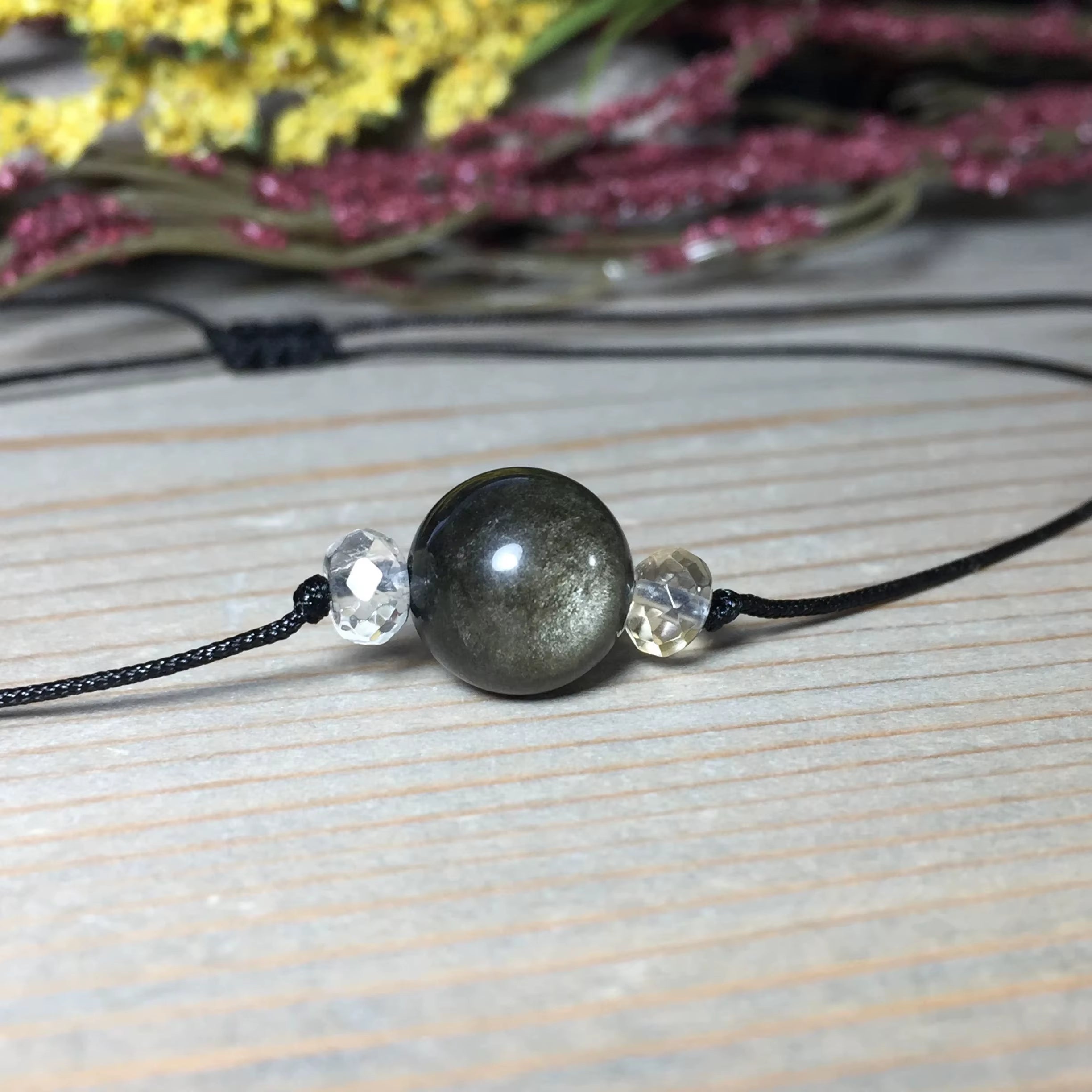 Collier Tressé en Pierre d'Obsidienne Image