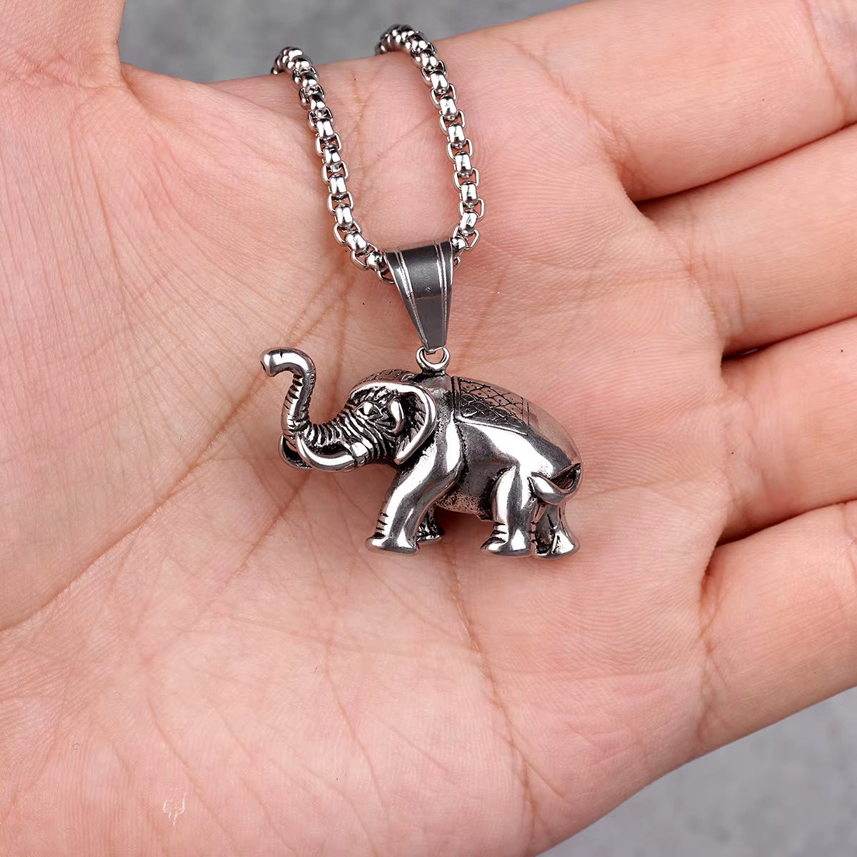 Pendentif Elephant en Acier Inoxydable Image