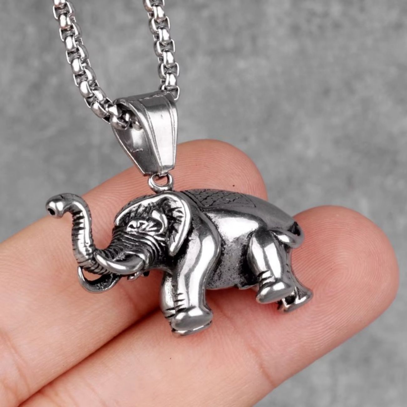 Pendentif Elephant en Acier Inoxydable