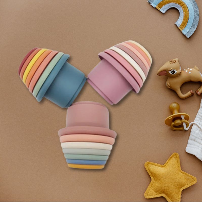 Jouet d'Éveil Gobelets en silicone à Empiler