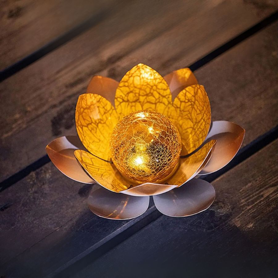 Lampe d'ambiance solaire pour jardin en forme de fleur de lotus