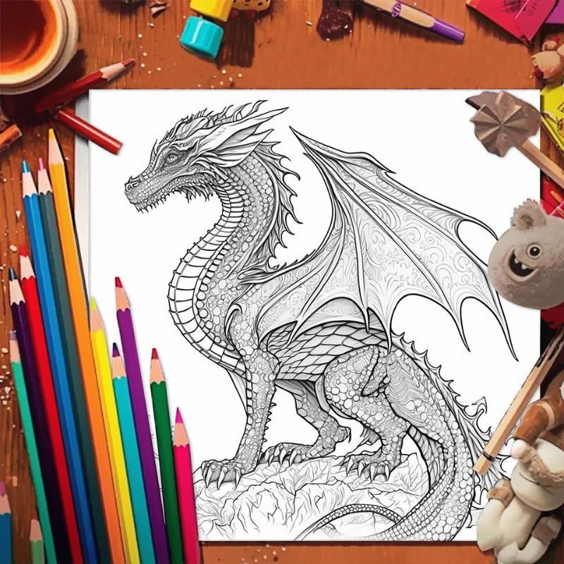 Livre de Coloriage Dragon