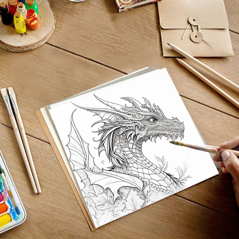 Livre de Coloriage Dragon