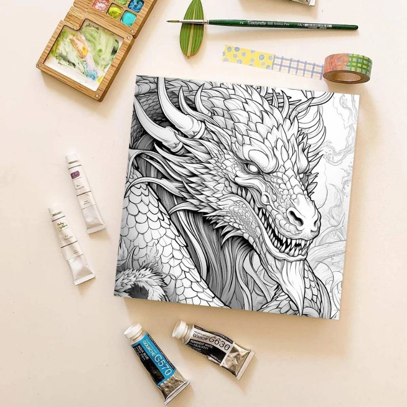 Livre de Coloriage Dragon