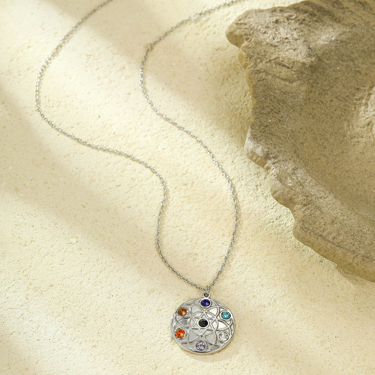 Collier 7 chakras fleur de vie