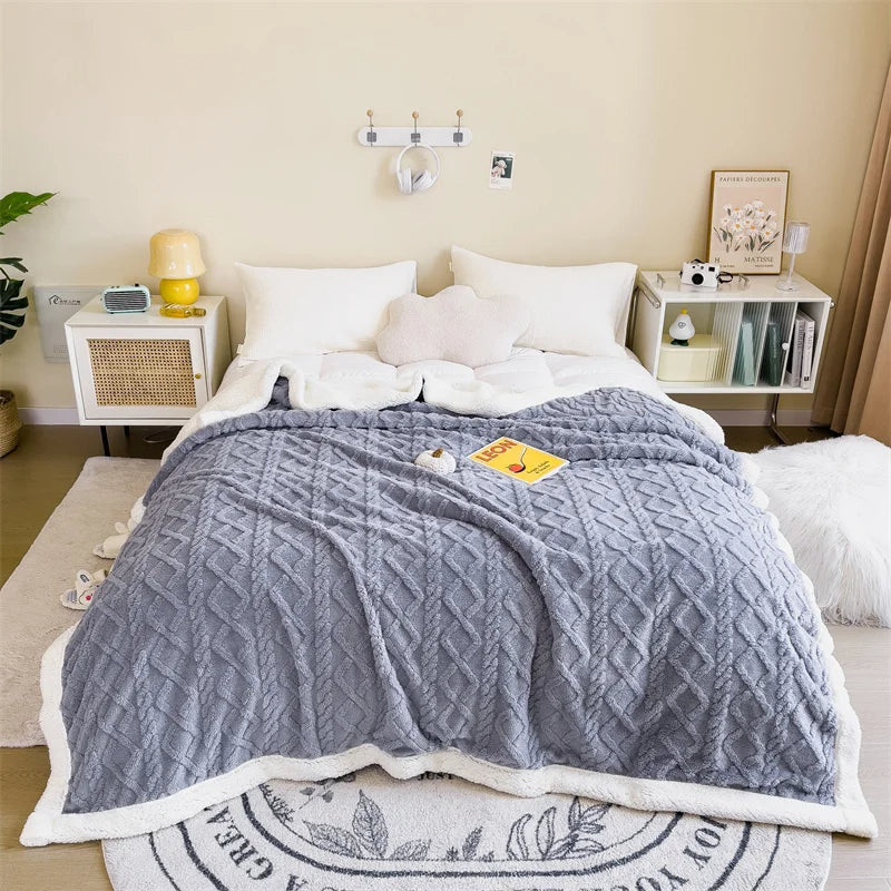 Plaid de style nordique et moderne avec formes géométriques