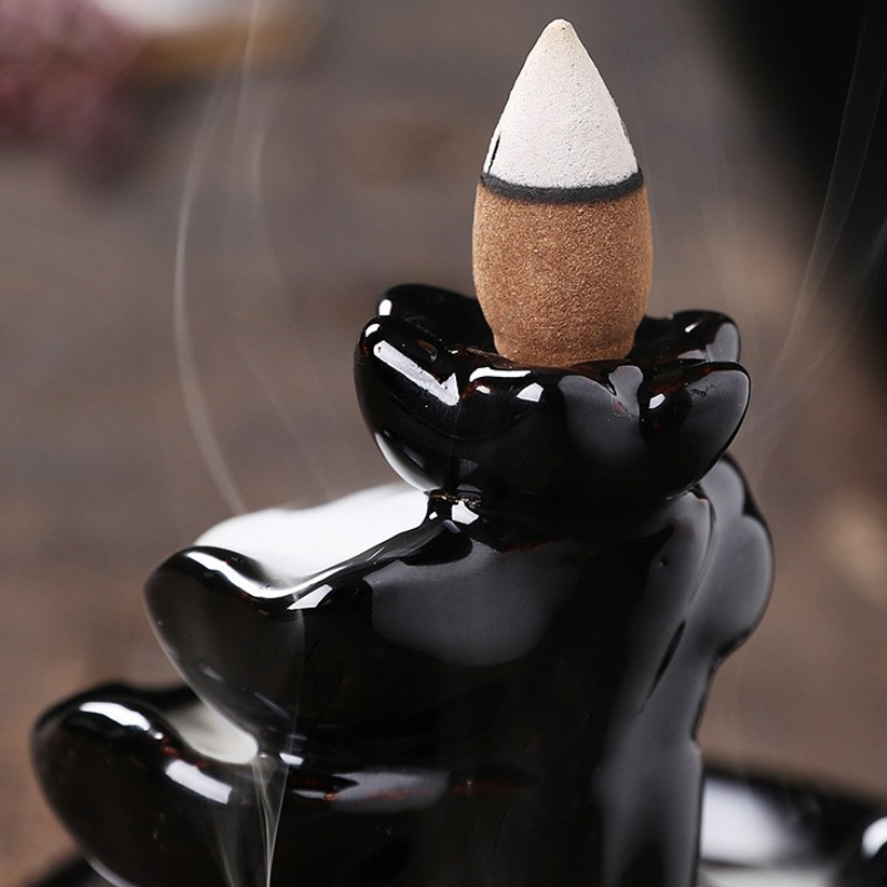 Encensoir cascade zen, céramique noire – vue 7