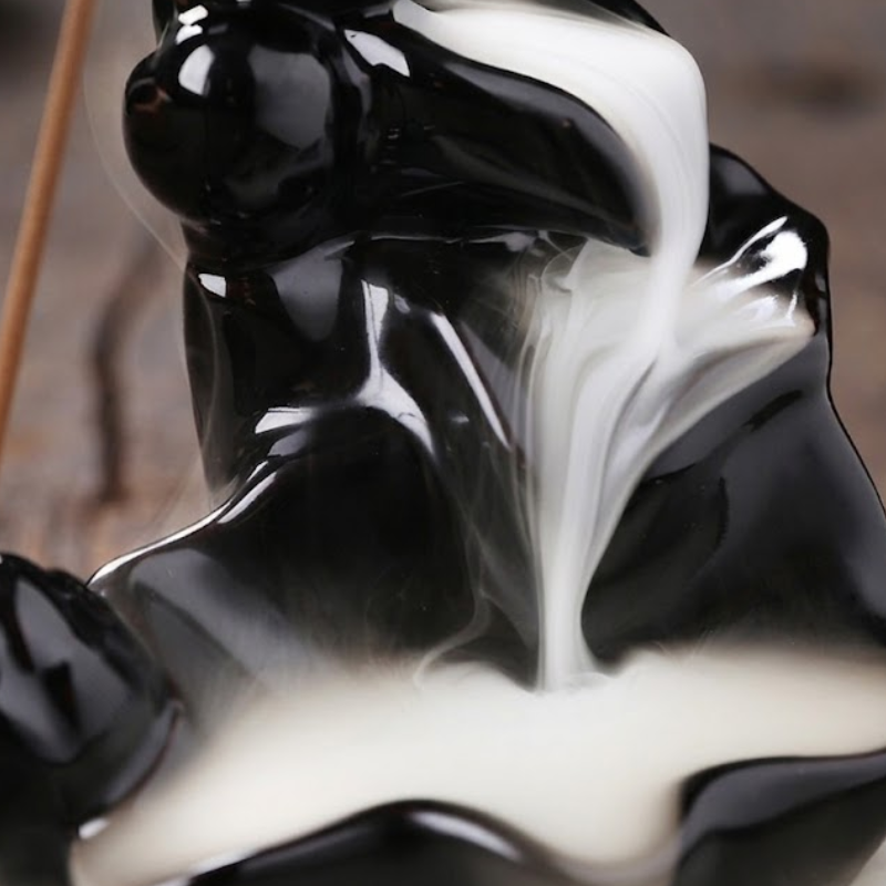 Encensoir cascade zen, céramique noire – vue 8