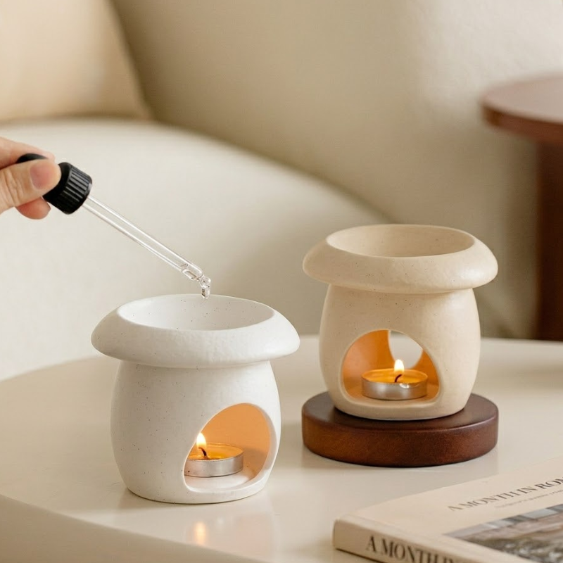 Brûle-parfum champignon zen en céramique – vue 9