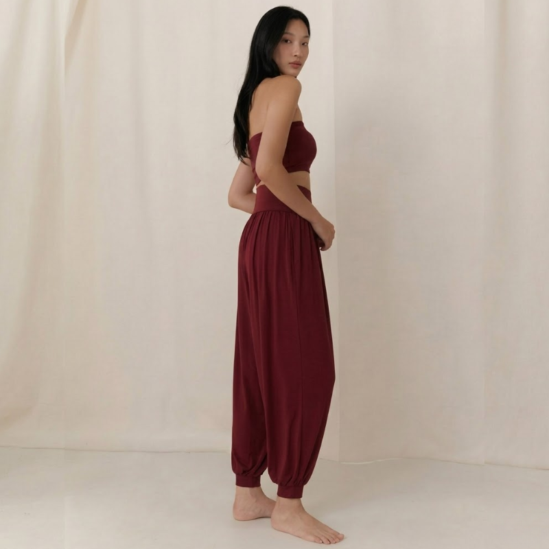 Sarouel de yoga fluide, coupe taille haute – vue 3