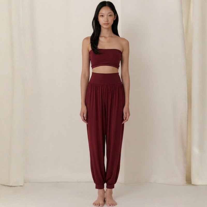 Sarouel de yoga fluide, coupe taille haute Image