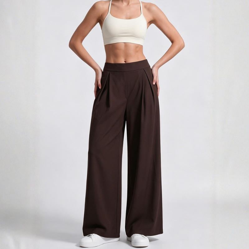 Pantalon de yoga fluide, jambe large taille haute – vue 6