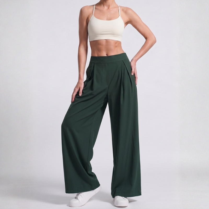 Pantalon de yoga fluide, jambe large taille haute – vue 9