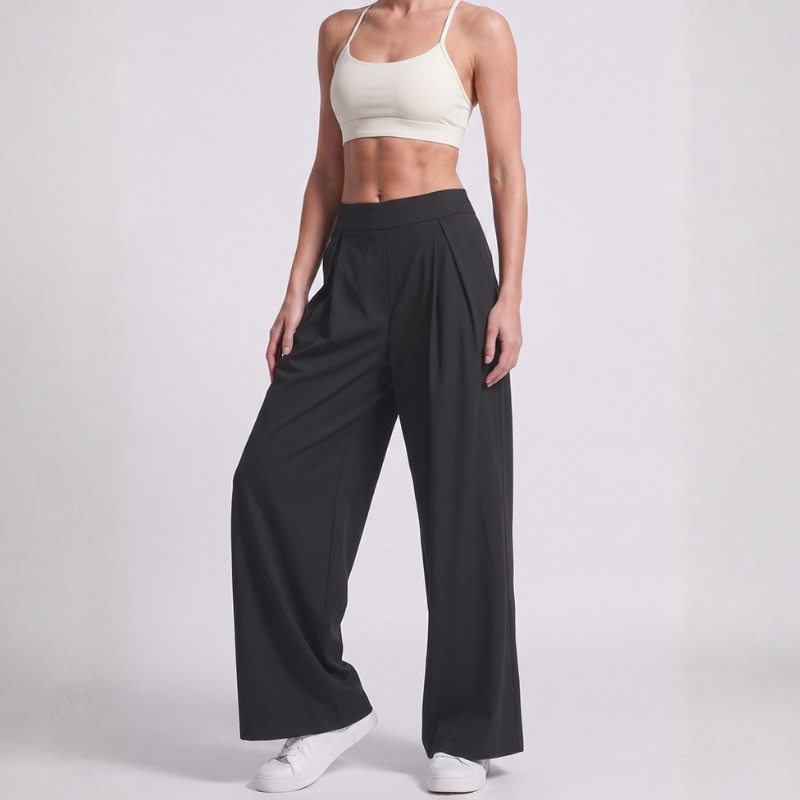 Pantalon de yoga fluide, jambe large taille haute – vue 13