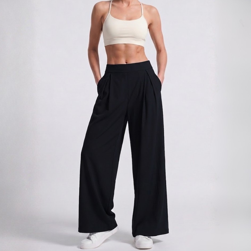 Pantalon de yoga fluide, jambe large taille haute – vue 12