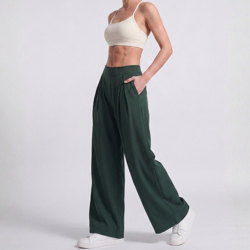 Pantalon de yoga fluide, jambe large taille haute – vue 10
