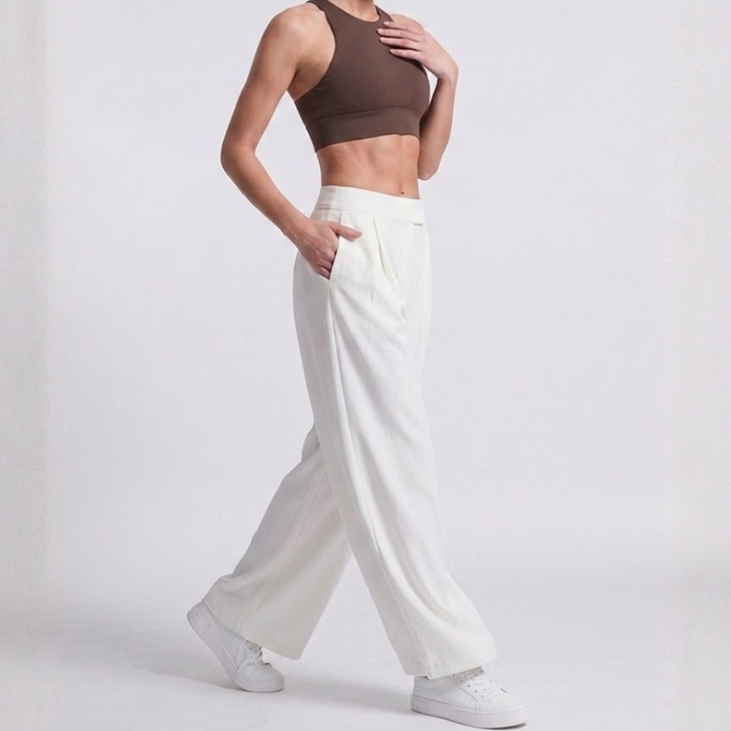 Pantalon de yoga fluide, jambe large taille haute – vue 17