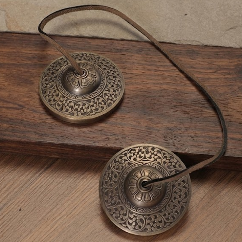Tingsha Tibétaines Gravées Main, Bronze – vue 8