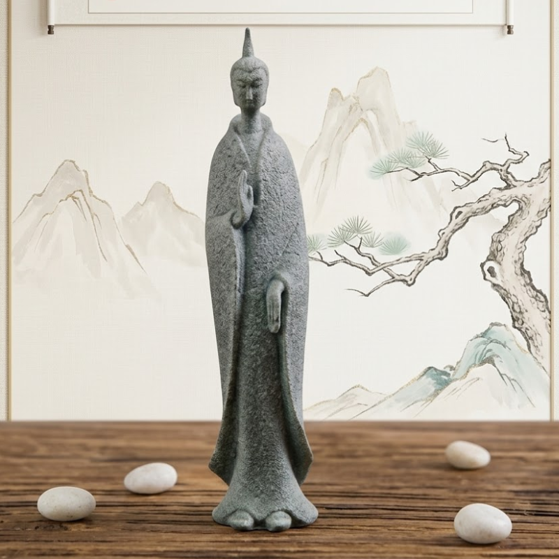 Statue Trois Sages Méditatifs en Céladon – vue 6