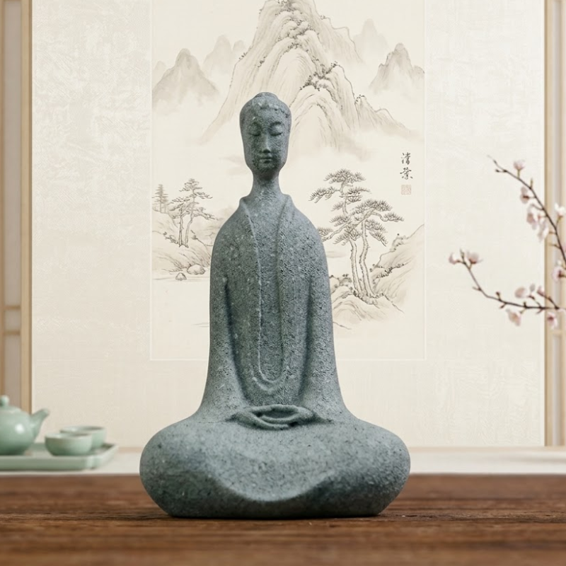 Statue Trois Sages Méditatifs en Céladon – vue 10