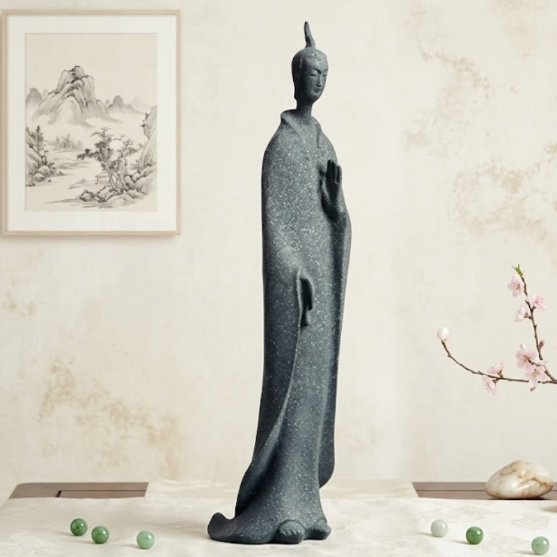 Statue Trois Sages Méditatifs en Céladon – vue 7