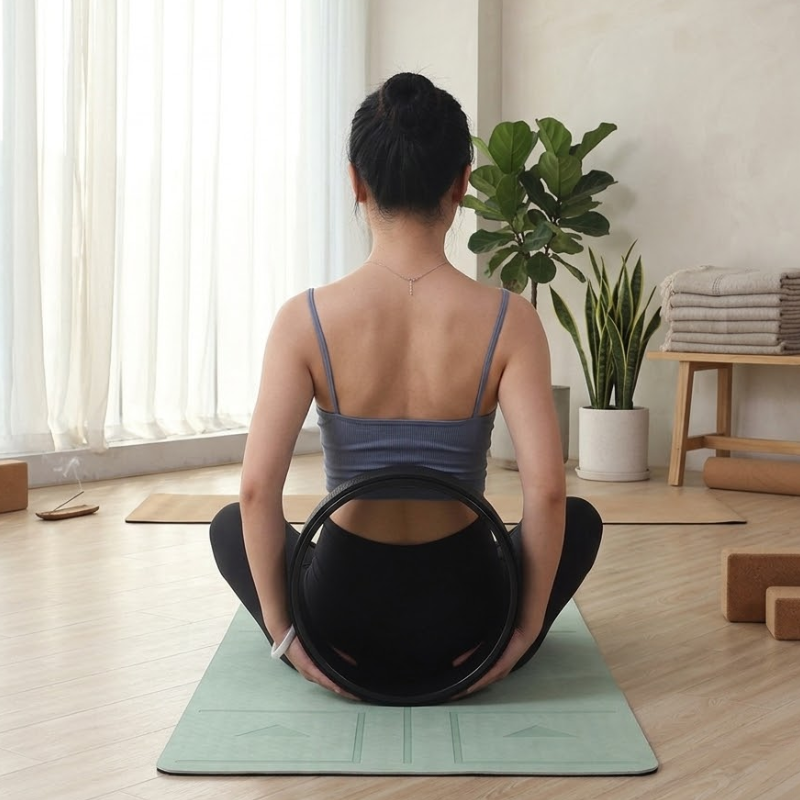Roue de yoga noire, ancrage et ouverture – vue 9