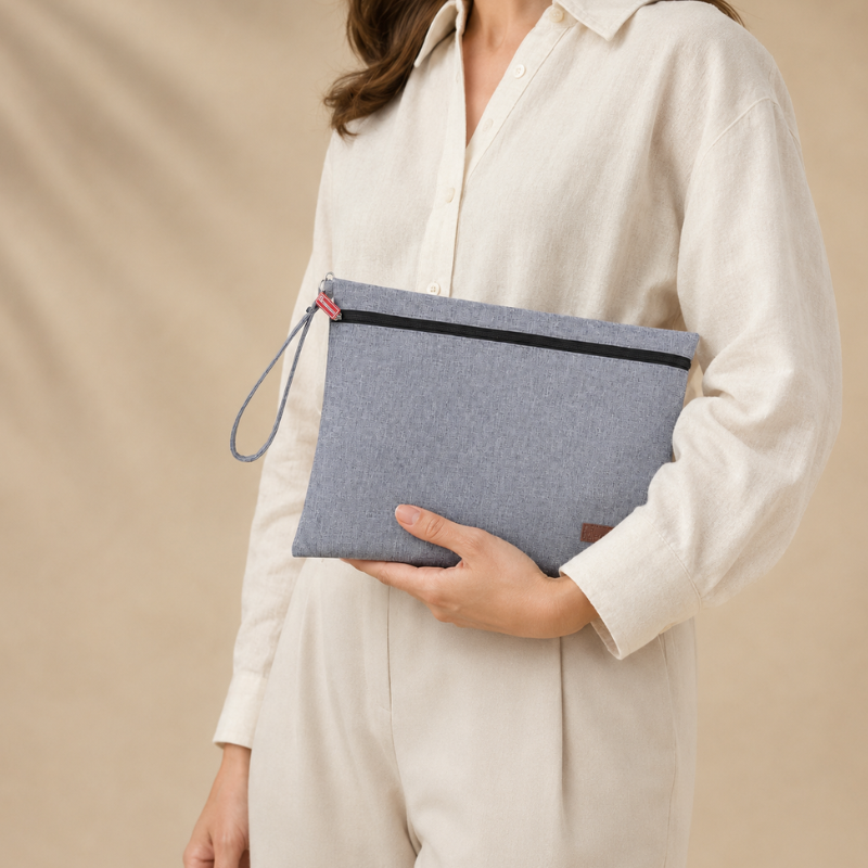 Pochette à accessoires de yoga, toile grise chinée – vue 4