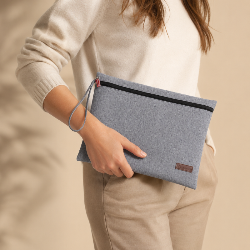 Pochette à accessoires de yoga, toile grise chinée – vue 5