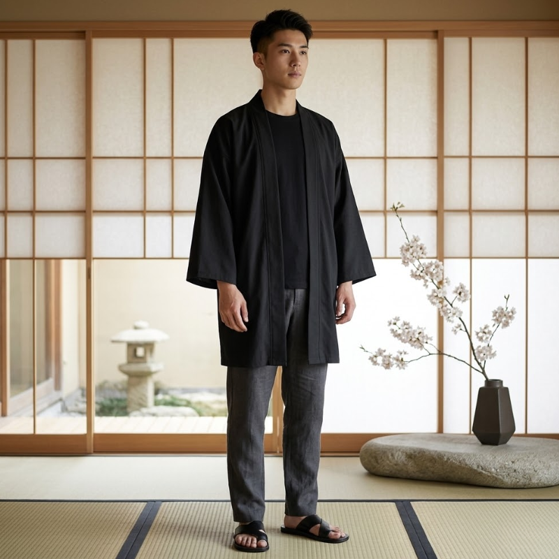 Kimono de méditation ample, coupe haori zen – vue 2 Image