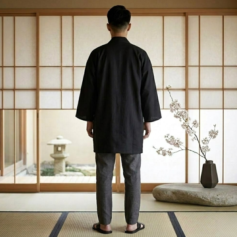Kimono de méditation ample, coupe haori zen – vue 3