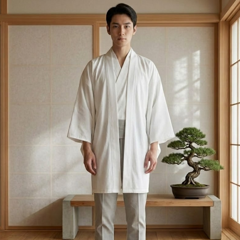 Kimono de méditation ample, coupe haori zen – vue 5