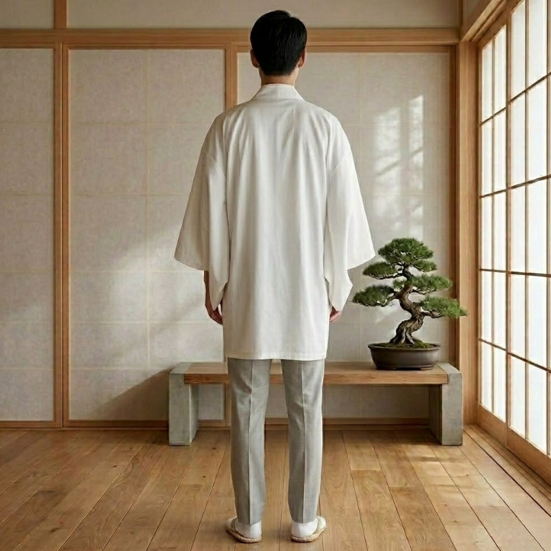 Kimono de méditation ample, coupe haori zen – vue 7