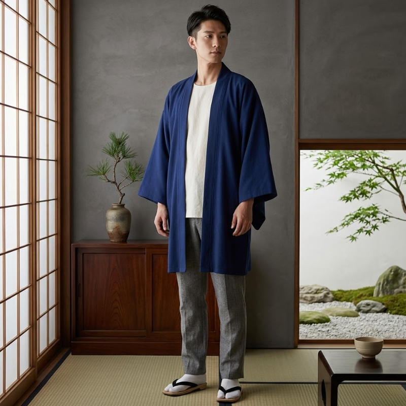 Kimono de méditation ample, coupe haori zen – vue 11