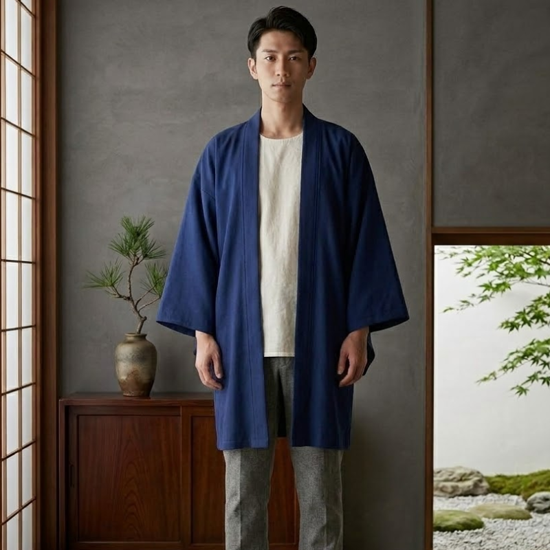 Kimono de méditation ample, coupe haori zen – vue 10