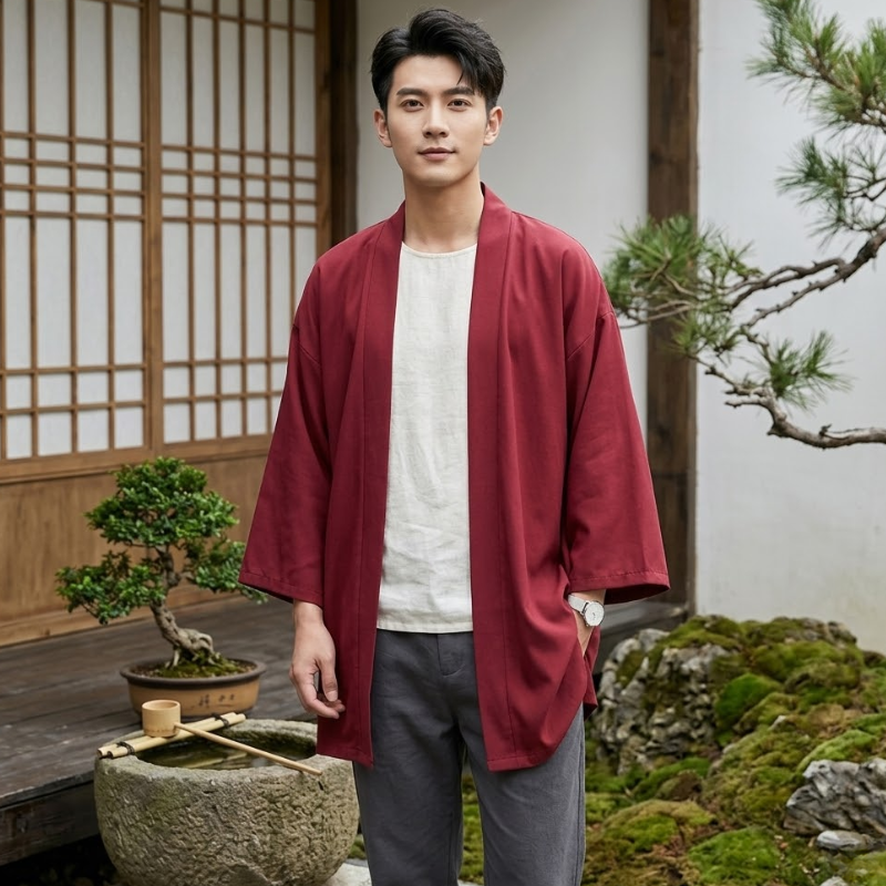 Kimono de méditation ample, coupe haori zen – vue 13
