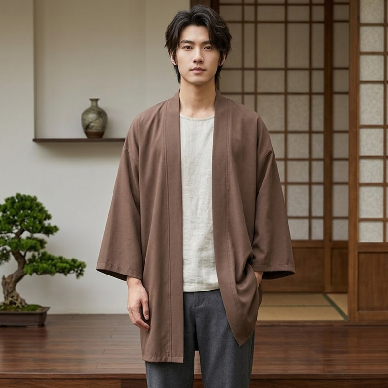 Kimono de méditation ample, coupe haori zen – vue 16
