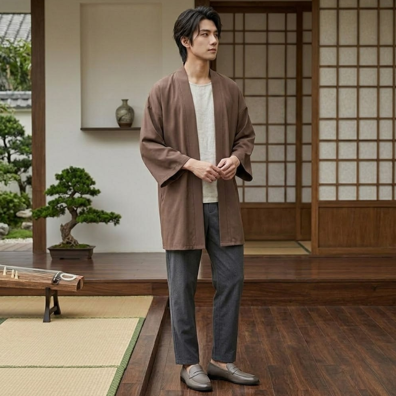 Kimono de méditation ample, coupe haori zen – vue 17