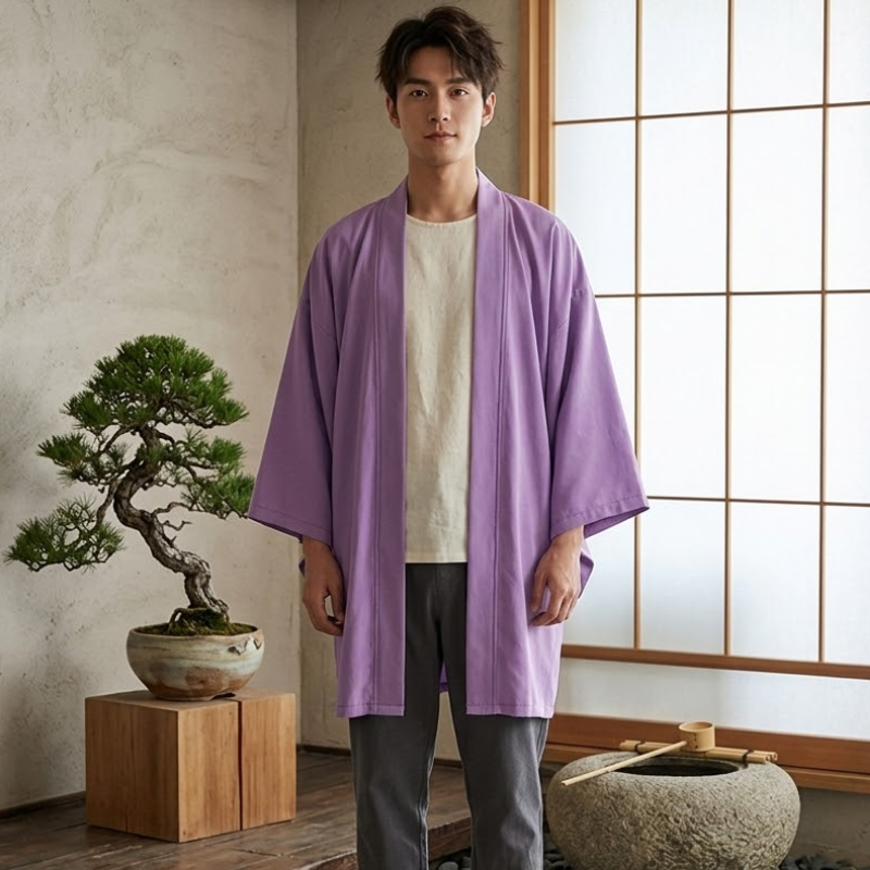 Kimono de méditation ample, coupe haori zen – vue 23