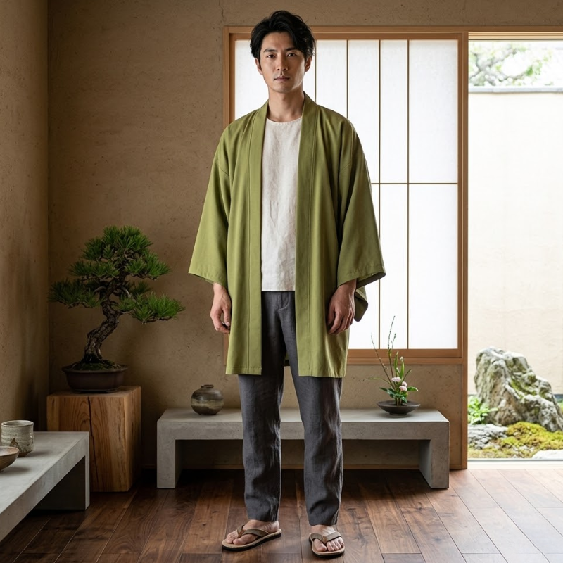 Kimono de méditation ample, coupe haori zen – vue 20
