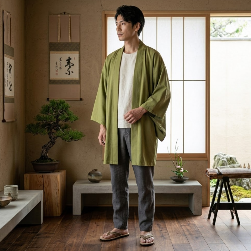 Kimono de méditation ample, coupe haori zen – vue 21